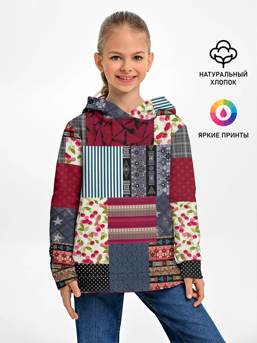 Детское худи / Деревенский стиль. Пэчворк.