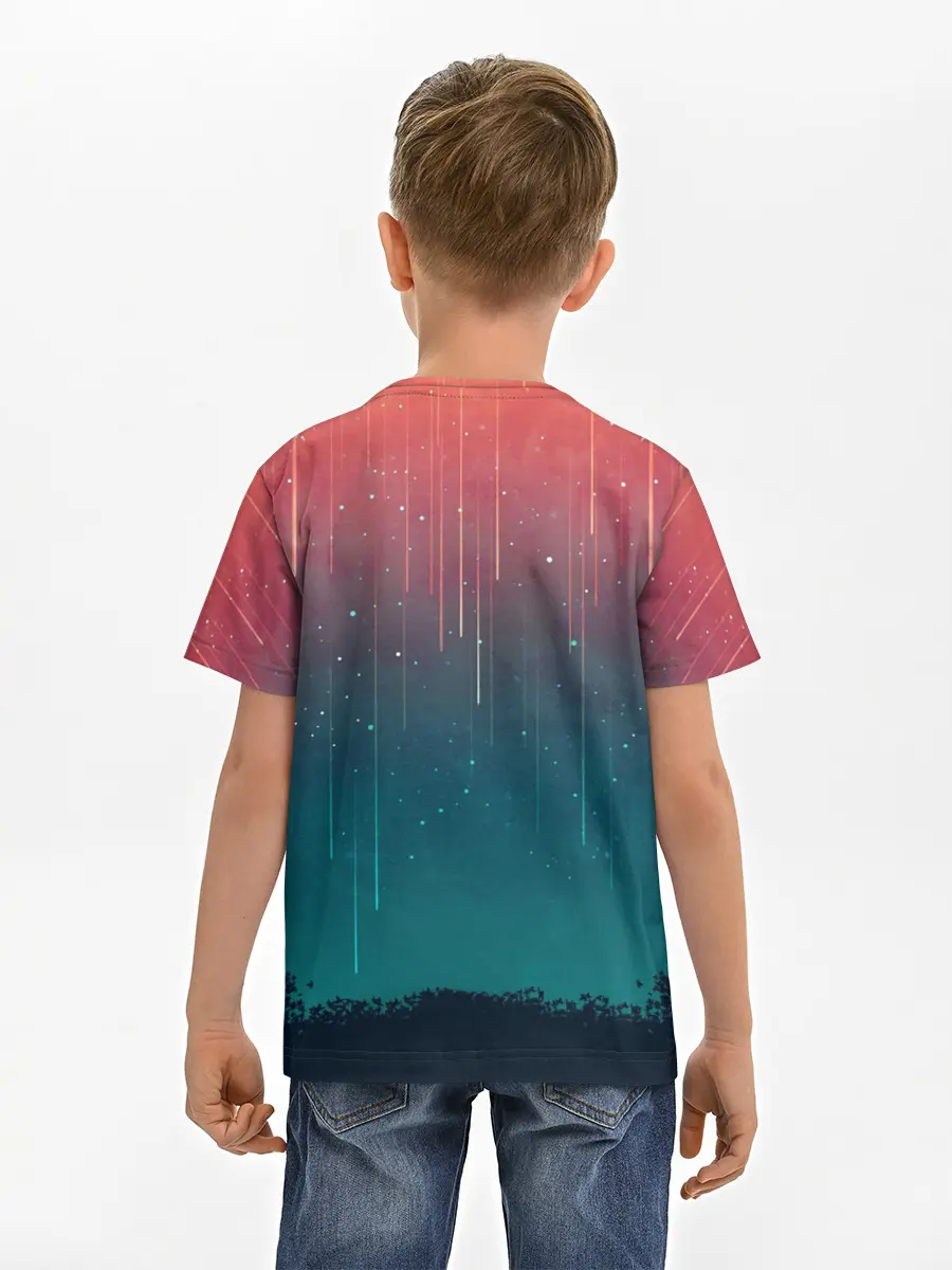 Детская базовая футболка / Космический Дождь