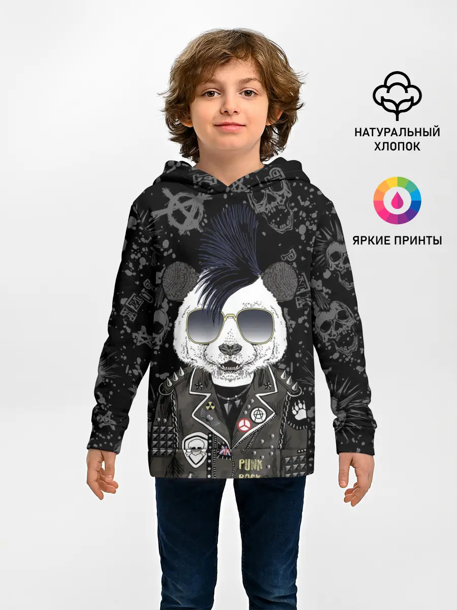 Детское худи / Панда в косухе