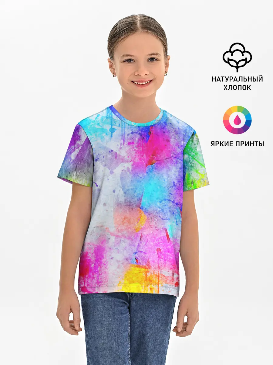 Детская базовая футболка / НЕОНОВЫЕ ПОТЕРТОСТИ