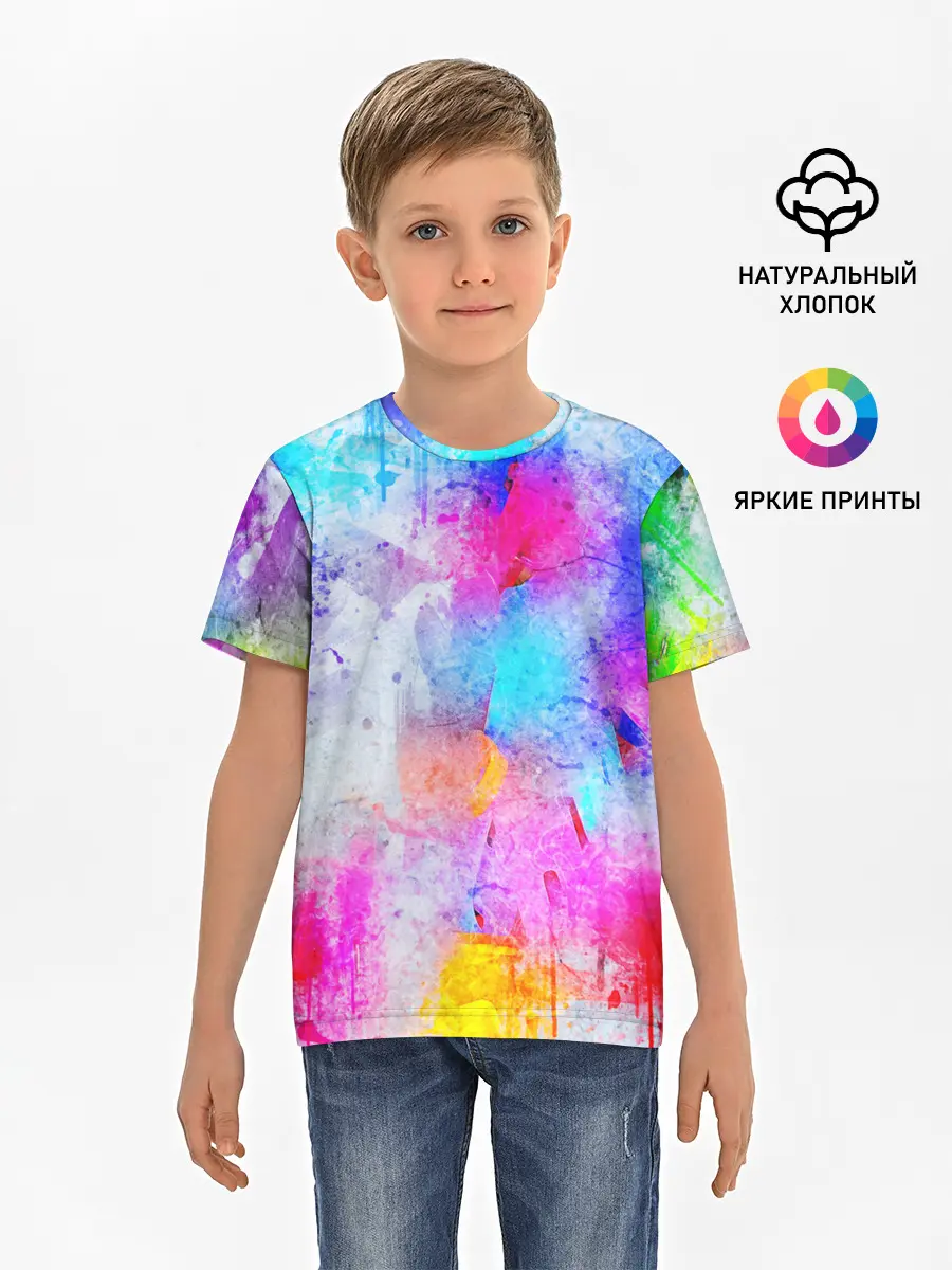 Детская базовая футболка / НЕОНОВЫЕ ПОТЕРТОСТИ