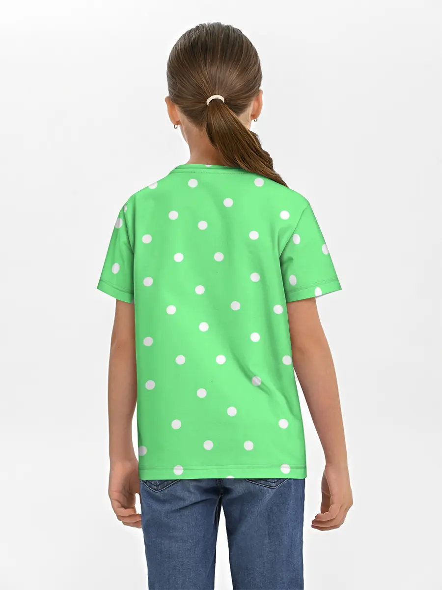 Детская базовая футболка / Горошек на зеленом