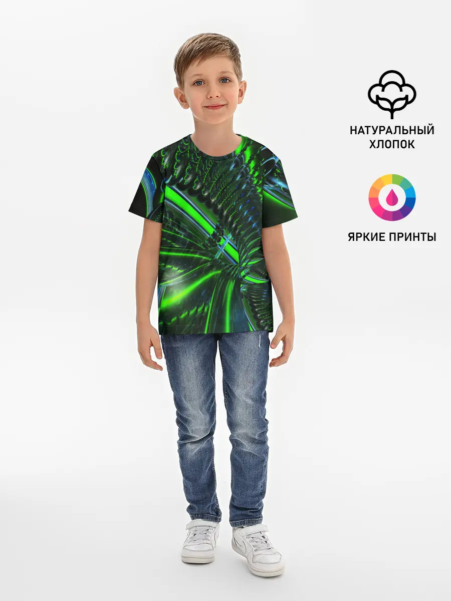 Детская базовая футболка / DIGITAL NEON GREEN