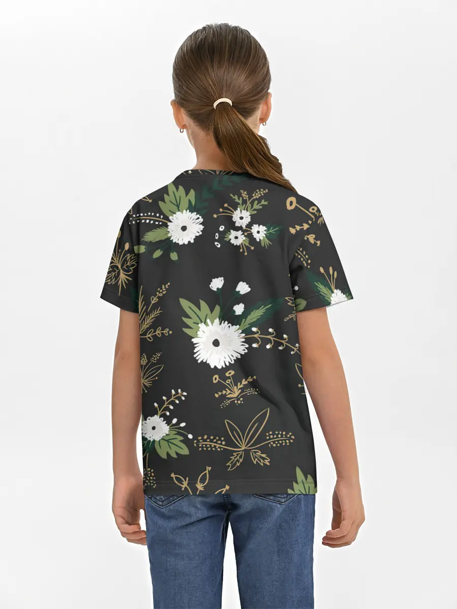 Детская базовая футболка / Белые хризантемы