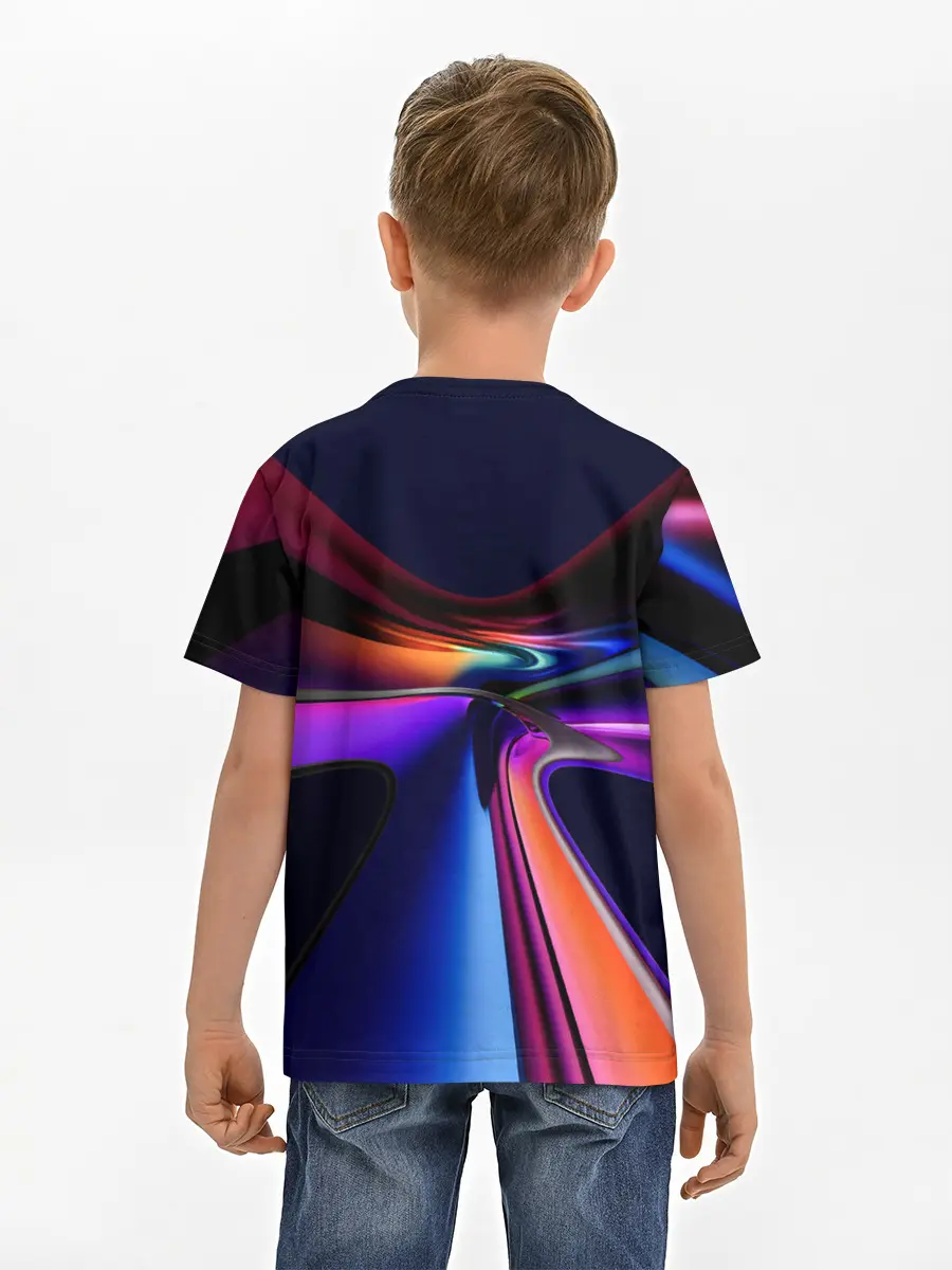Детская базовая футболка / Красочные светящиеся линии