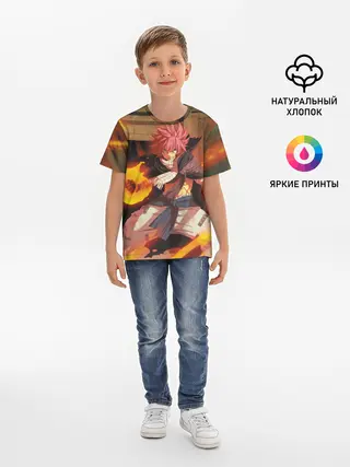 Детская базовая футболка / Нацу огненный боец