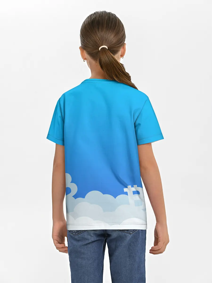 Детская базовая футболка / БИТКОИН В КОСМОС