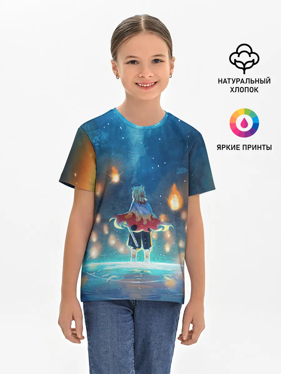 Детская базовая футболка / Ренгоку Кёджуро Клинок демонов