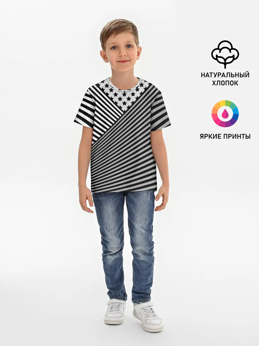 Детская базовая футболка / Полосатый комбинированный узор