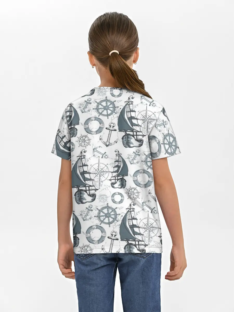 Детская базовая футболка / Морской узор Nautical Pattern