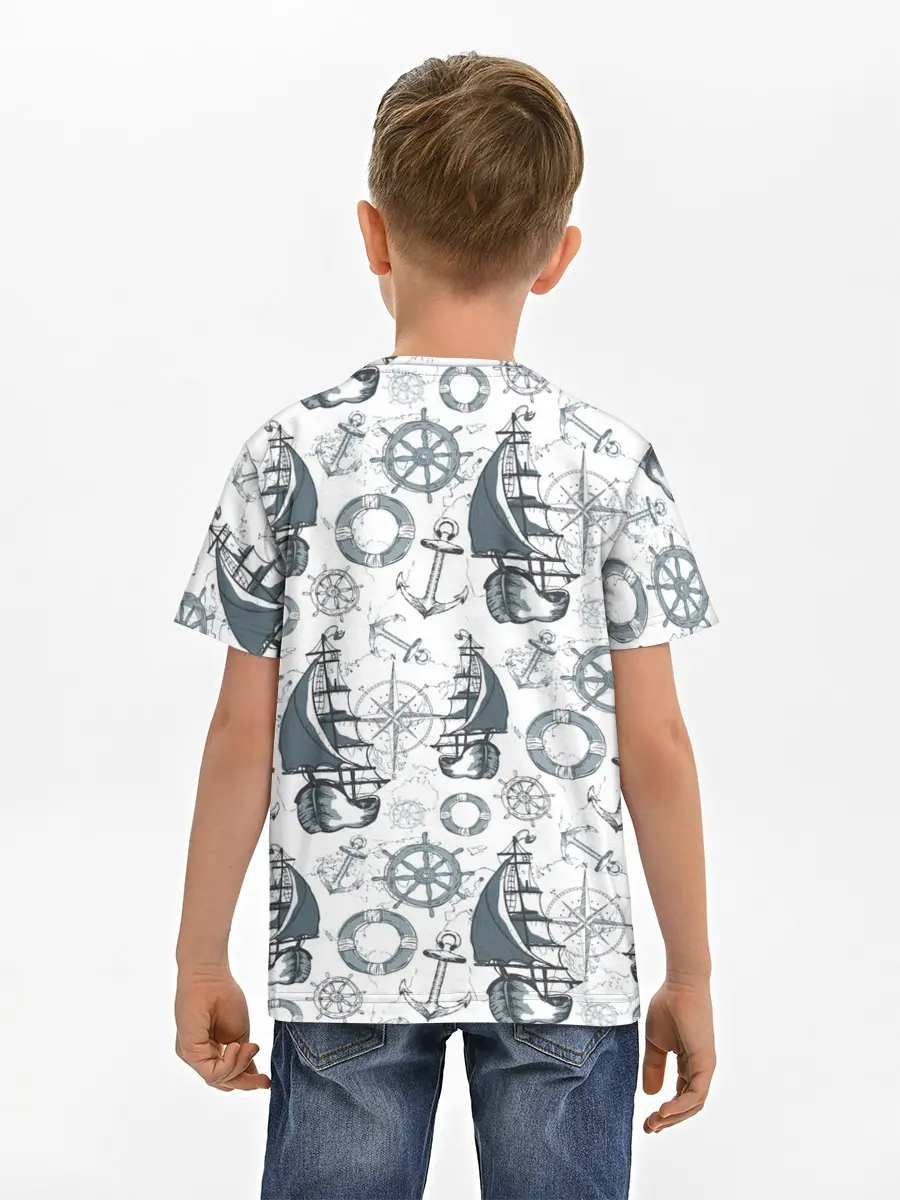 Детская базовая футболка / Морской узор Nautical Pattern