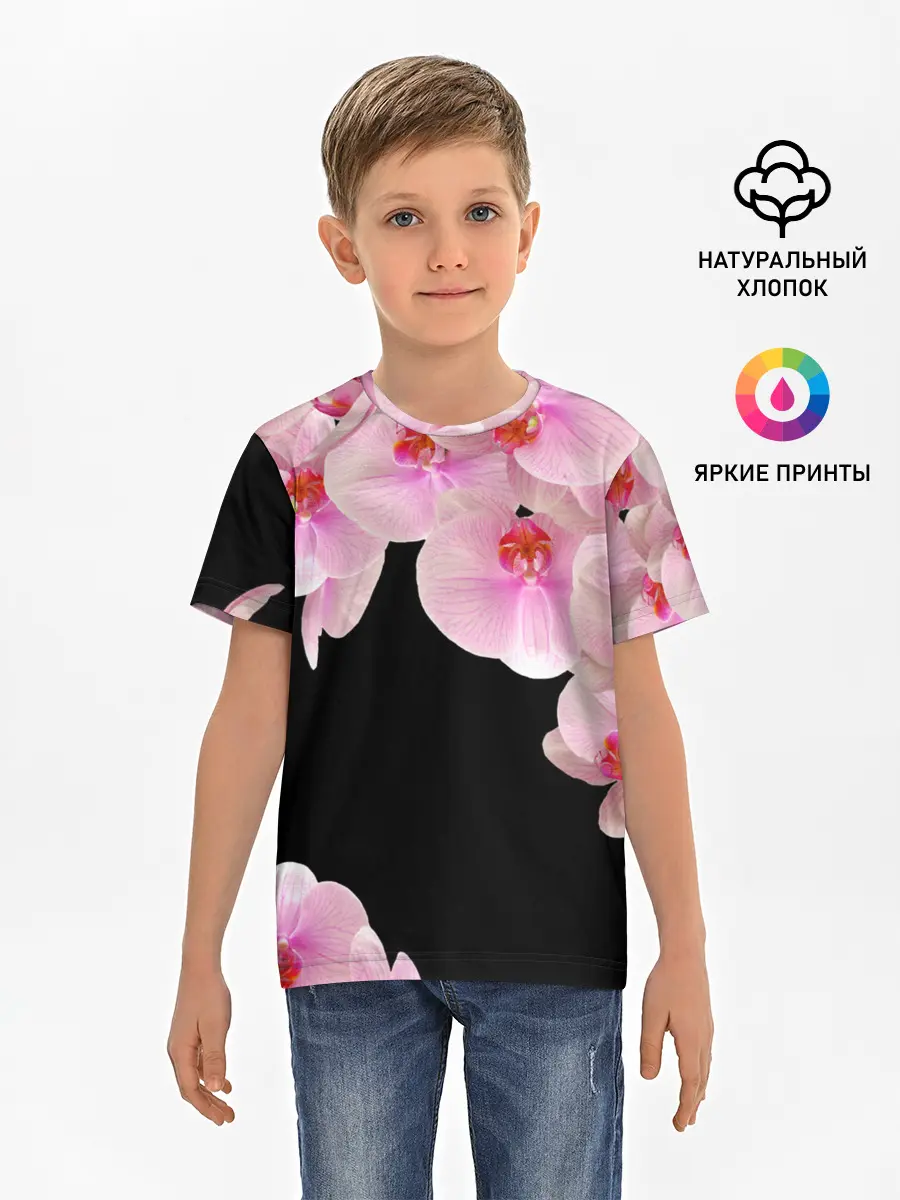 Детская базовая футболка / Орхидеи в ночи