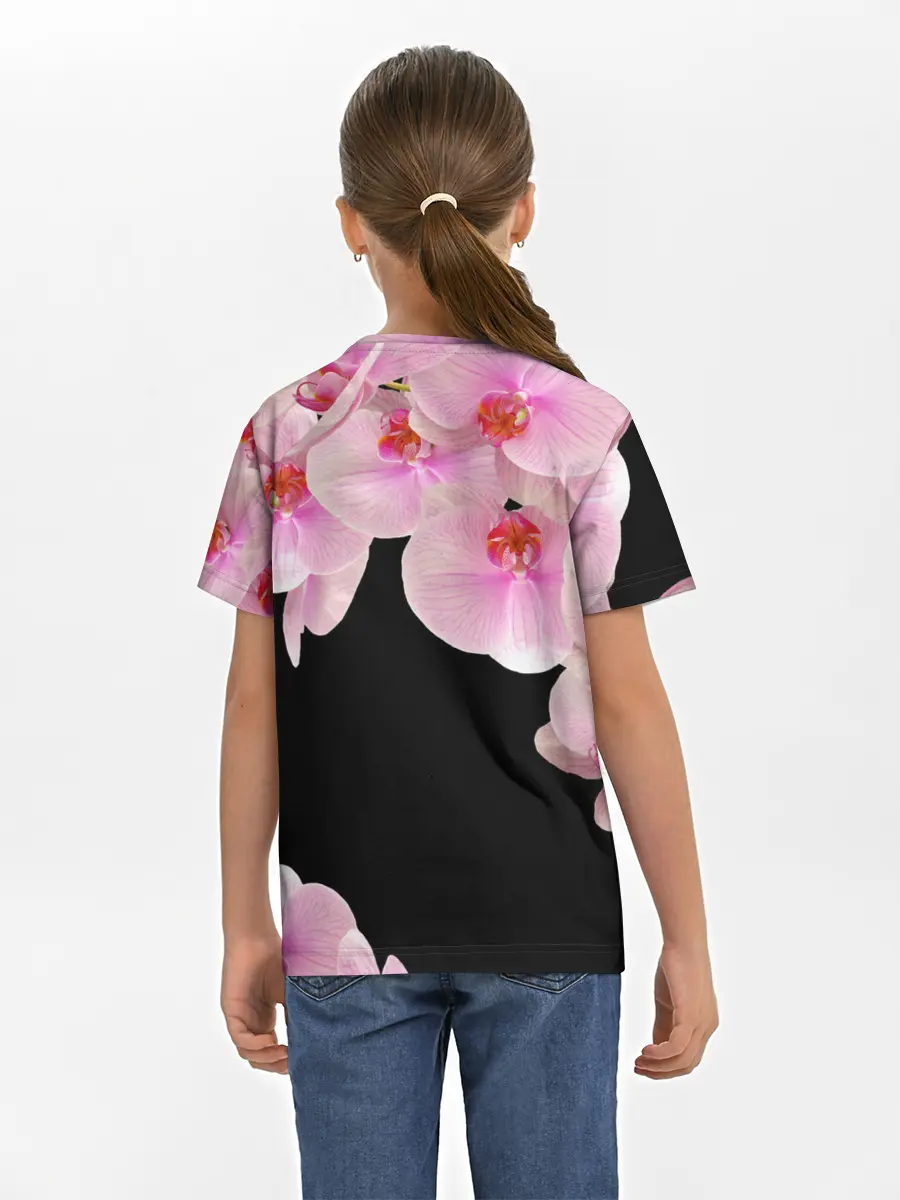 Детская базовая футболка / Орхидеи в ночи