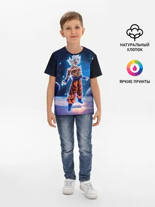 Детская базовая футболка / Goku on a planet
