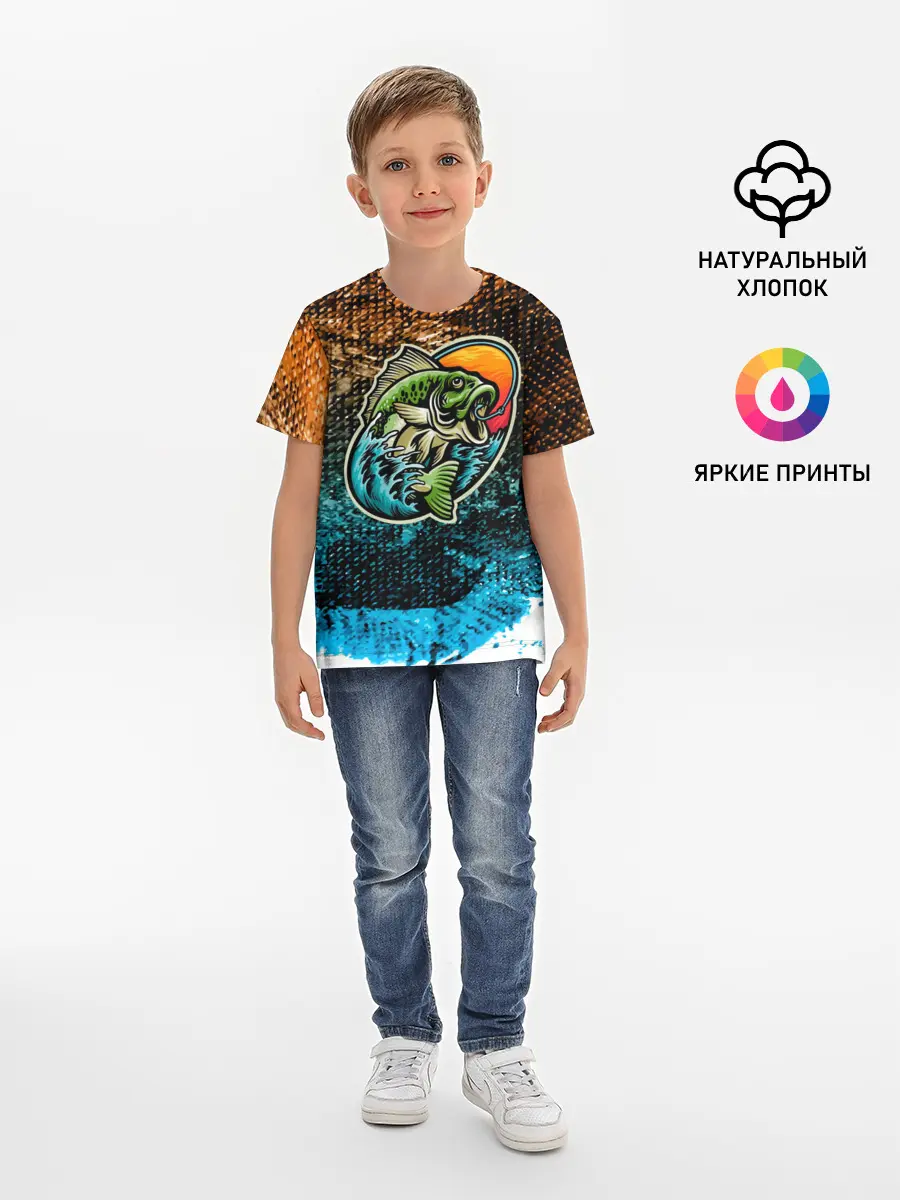 Детская базовая футболка / Рыба на крючке