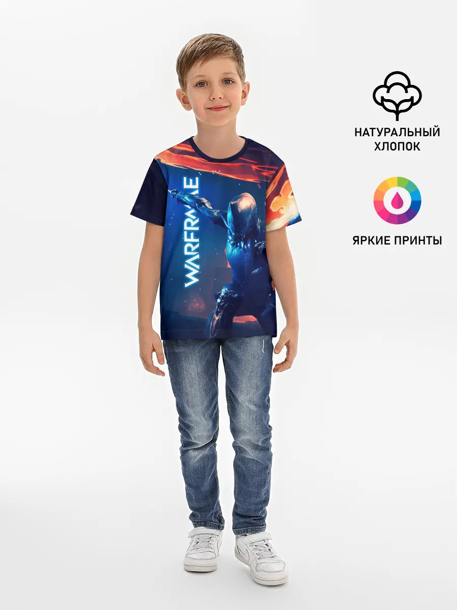 Детская базовая футболка / WAFRAME NEON KATANA FIRE