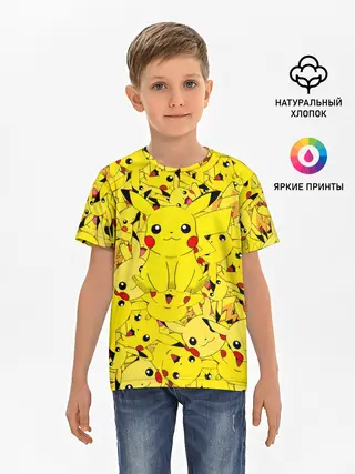 Детская базовая футболка / ПИКАЧУ ПОКЕМОН PIKA PIKA