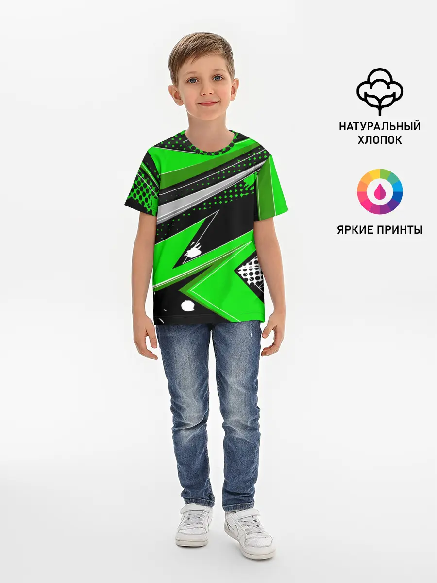 Детская базовая футболка / Зеленая краска