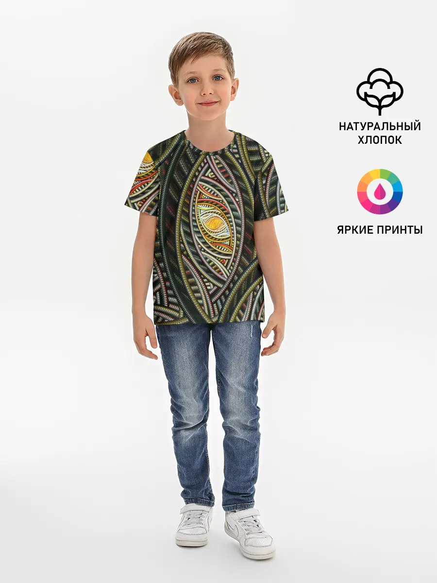 Детская базовая футболка / Абстракция глаз узор линии