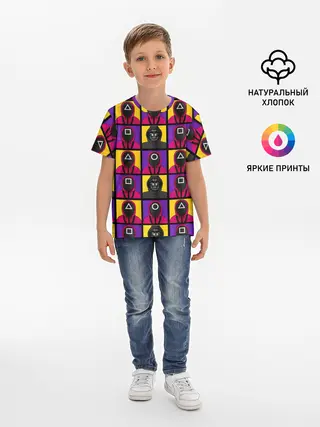 Детская базовая футболка / ИГРА В КАЛЬМАРА / ОХРАНА / ВЕДУЩИЙ
