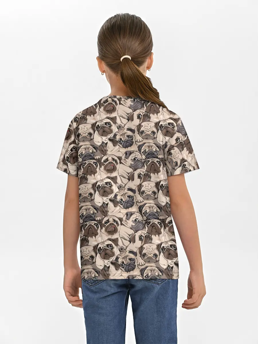 Детская базовая футболка / Мопсы