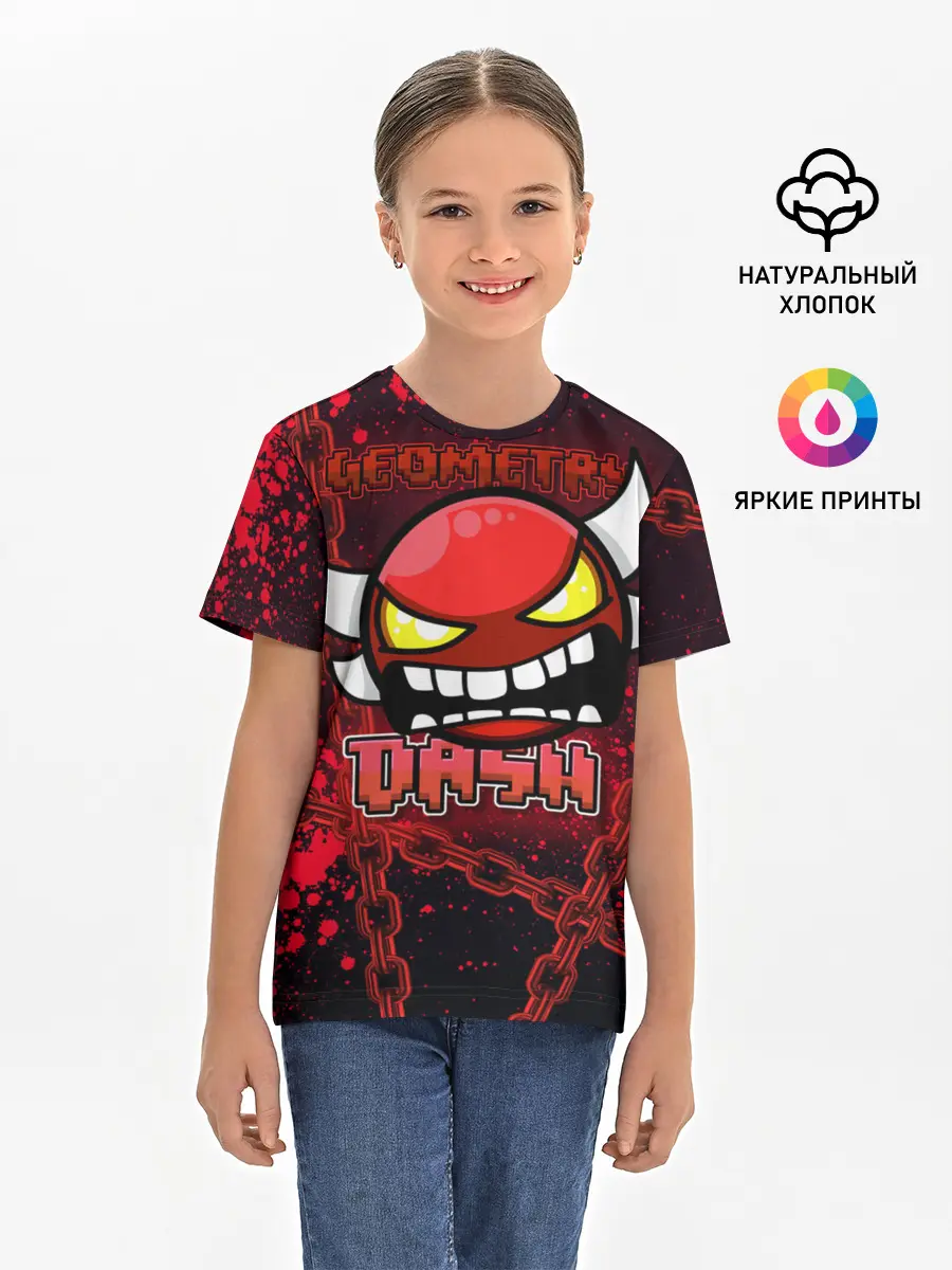 Детская базовая футболка / Geometry Dash