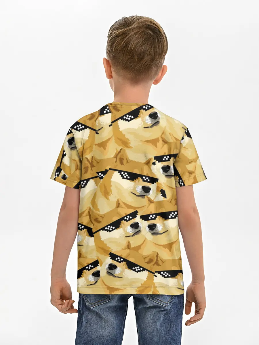 Детская базовая футболка / Doge мем в deal with it очках