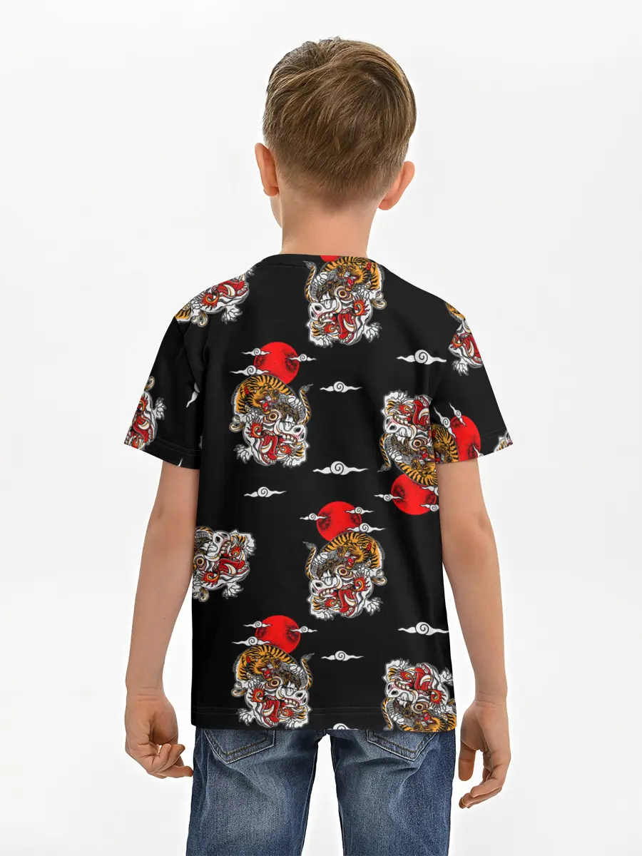 Детская базовая футболка / Японский стиль - тигры