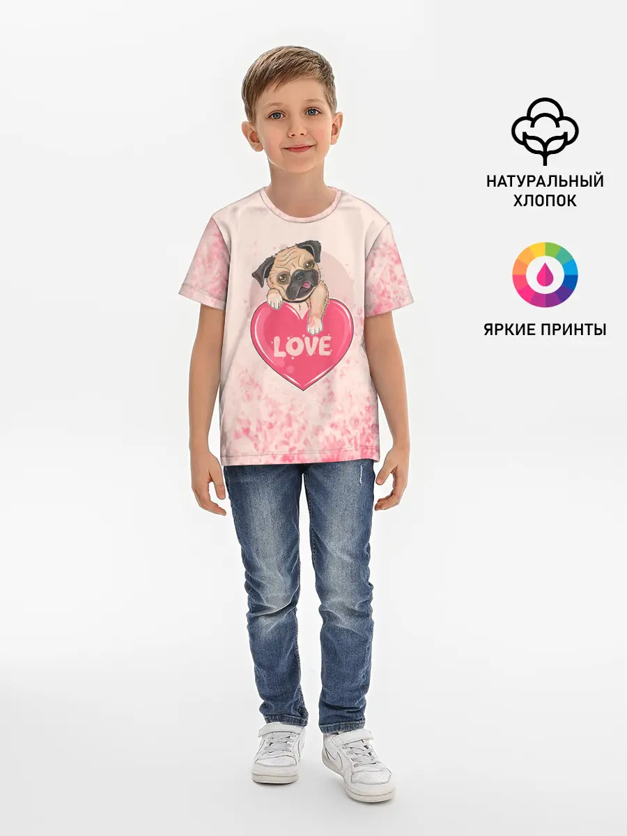 Детская базовая футболка / Love Pug | Люблю мопса