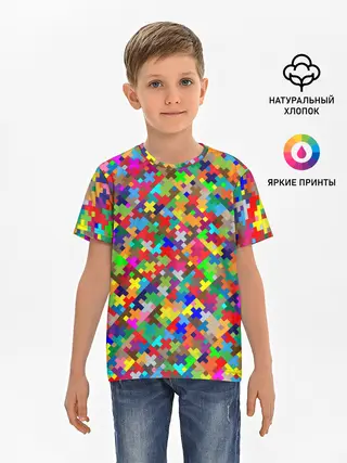 Детская базовая футболка / РАЗНОЦВЕТНЫЙ ПАЗЛ