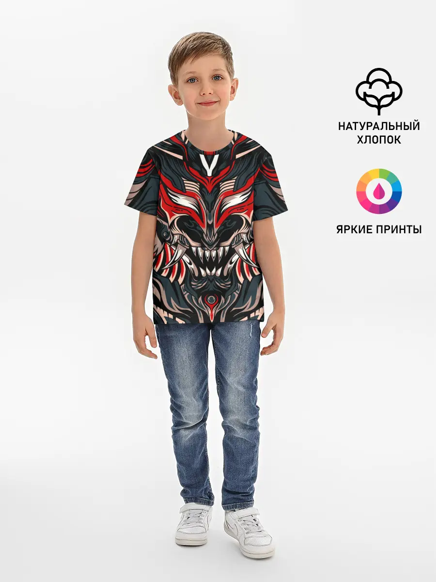 Детская базовая футболка / Черный самурай