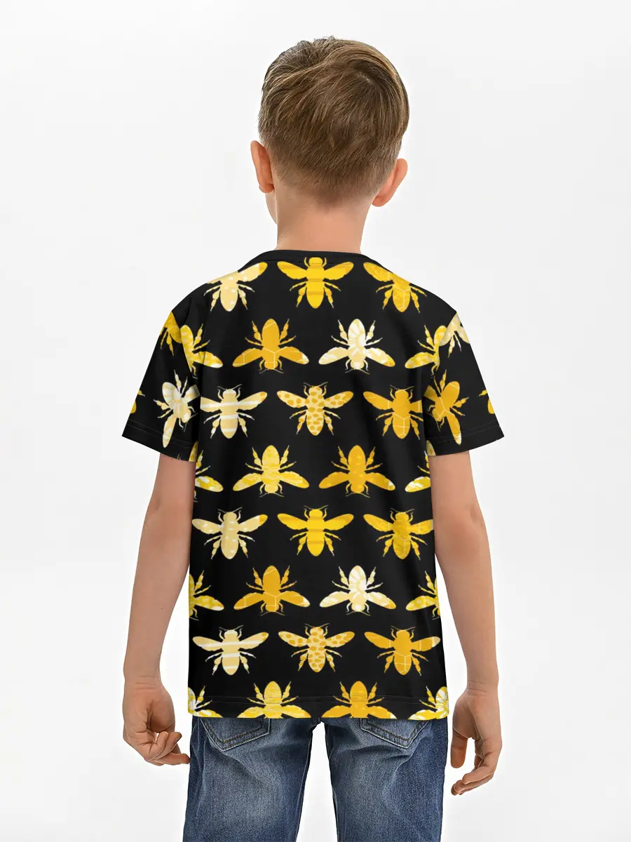 Детская базовая футболка / Пчелиный Паттерн
