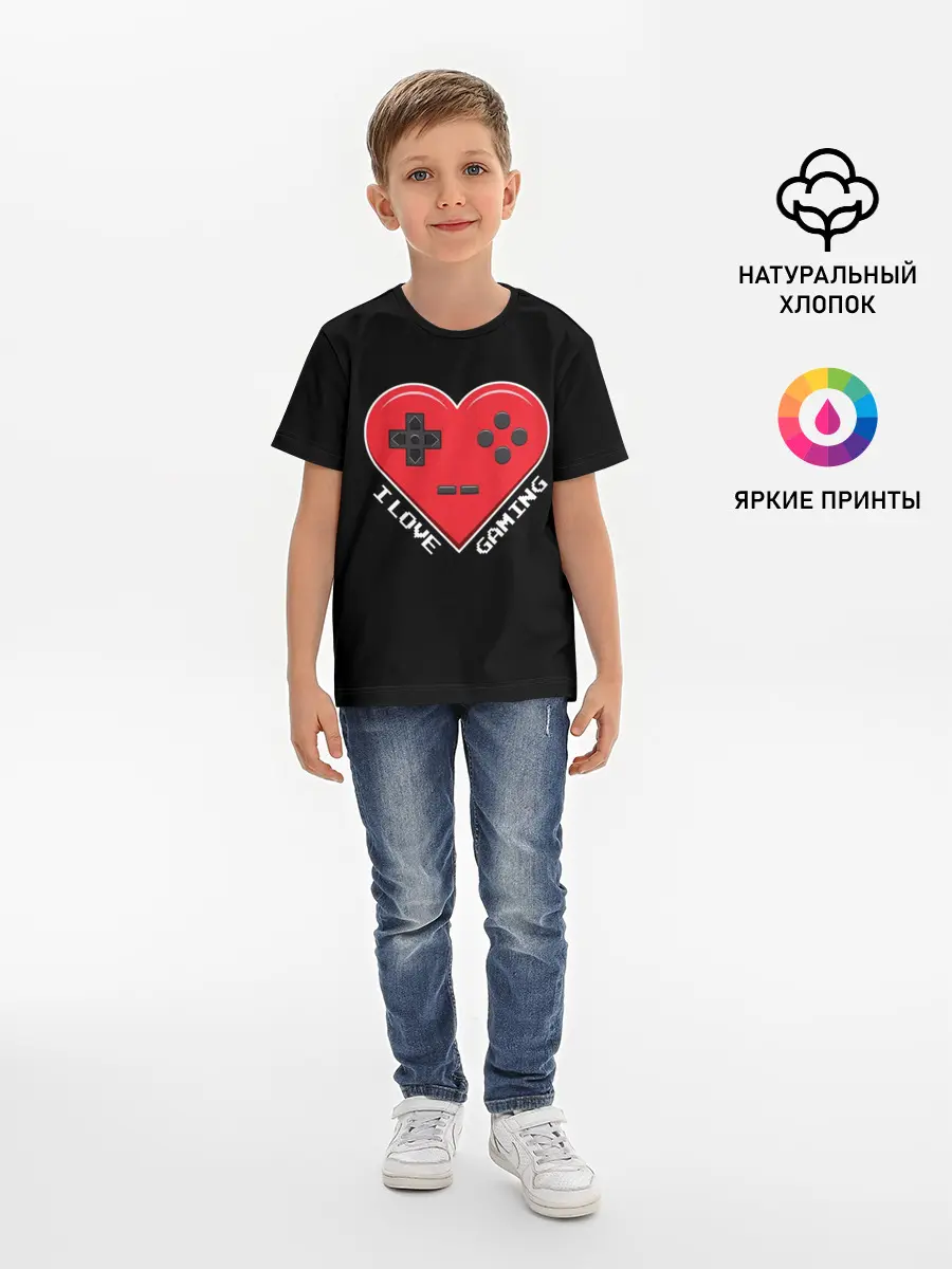 Детская базовая футболка / I Love Gaming
