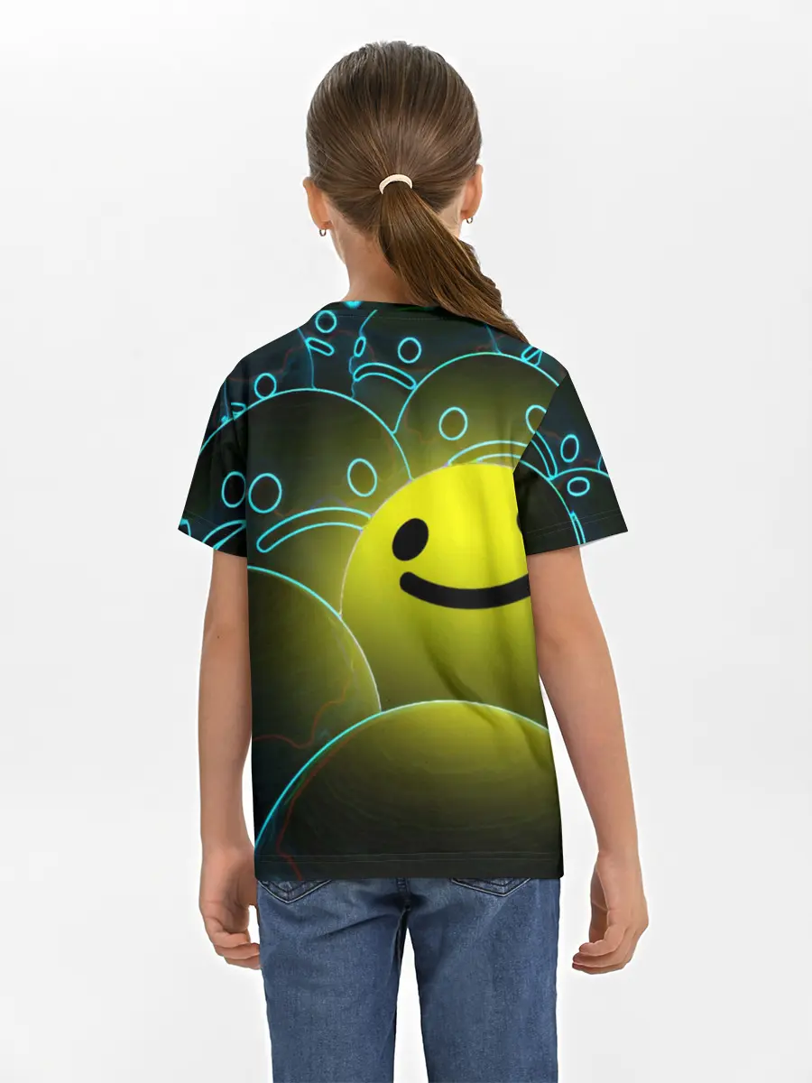 Детская базовая футболка / НЕОНОВЫЕ СМАЙЛЫ