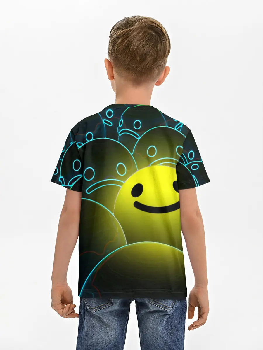 Детская базовая футболка / НЕОНОВЫЕ СМАЙЛЫ