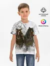 Детская базовая футболка / Лошади и снег