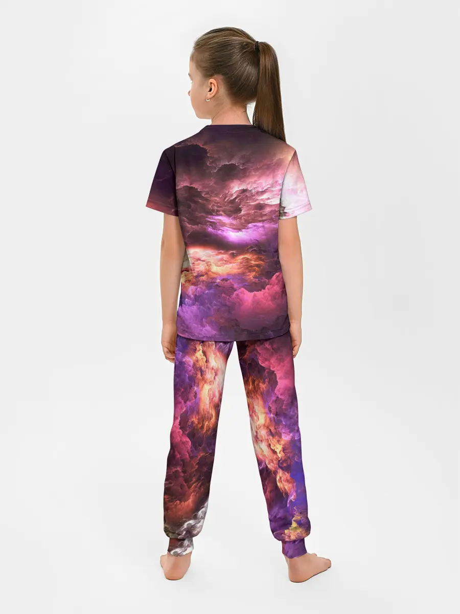 Детская пижама с брюками / закат абстракция