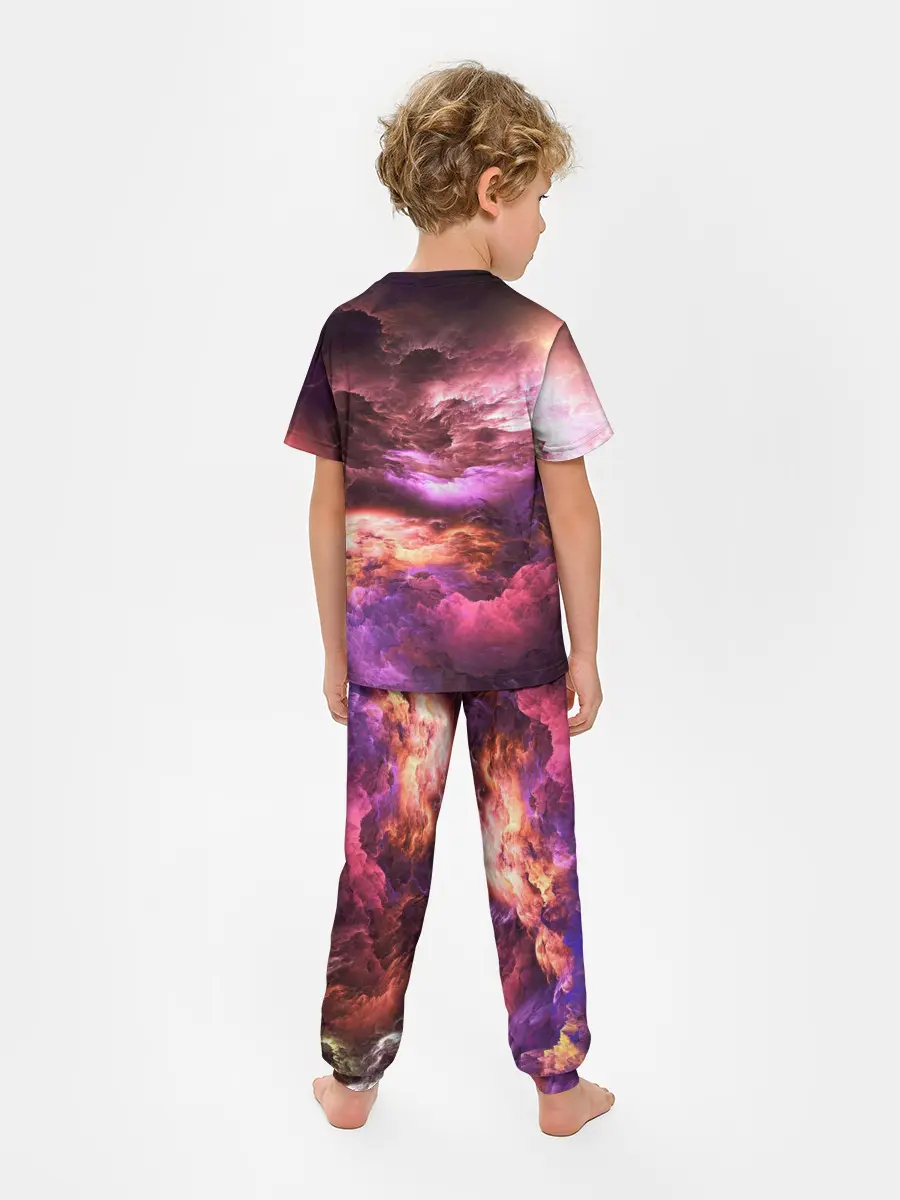 Детская пижама с брюками / закат абстракция
