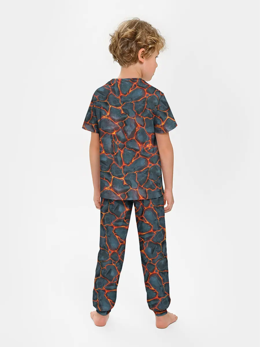 Детская пижама с брюками / неоновая магма