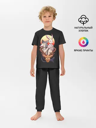 Детская пижама с брюками / Олень, волк и заяц