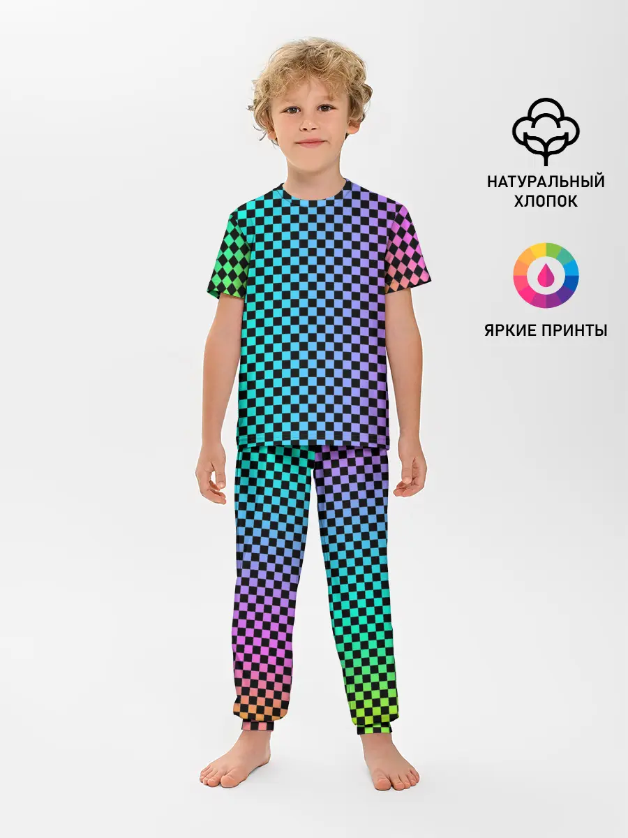 Детская пижама с брюками / Checkerboard Color