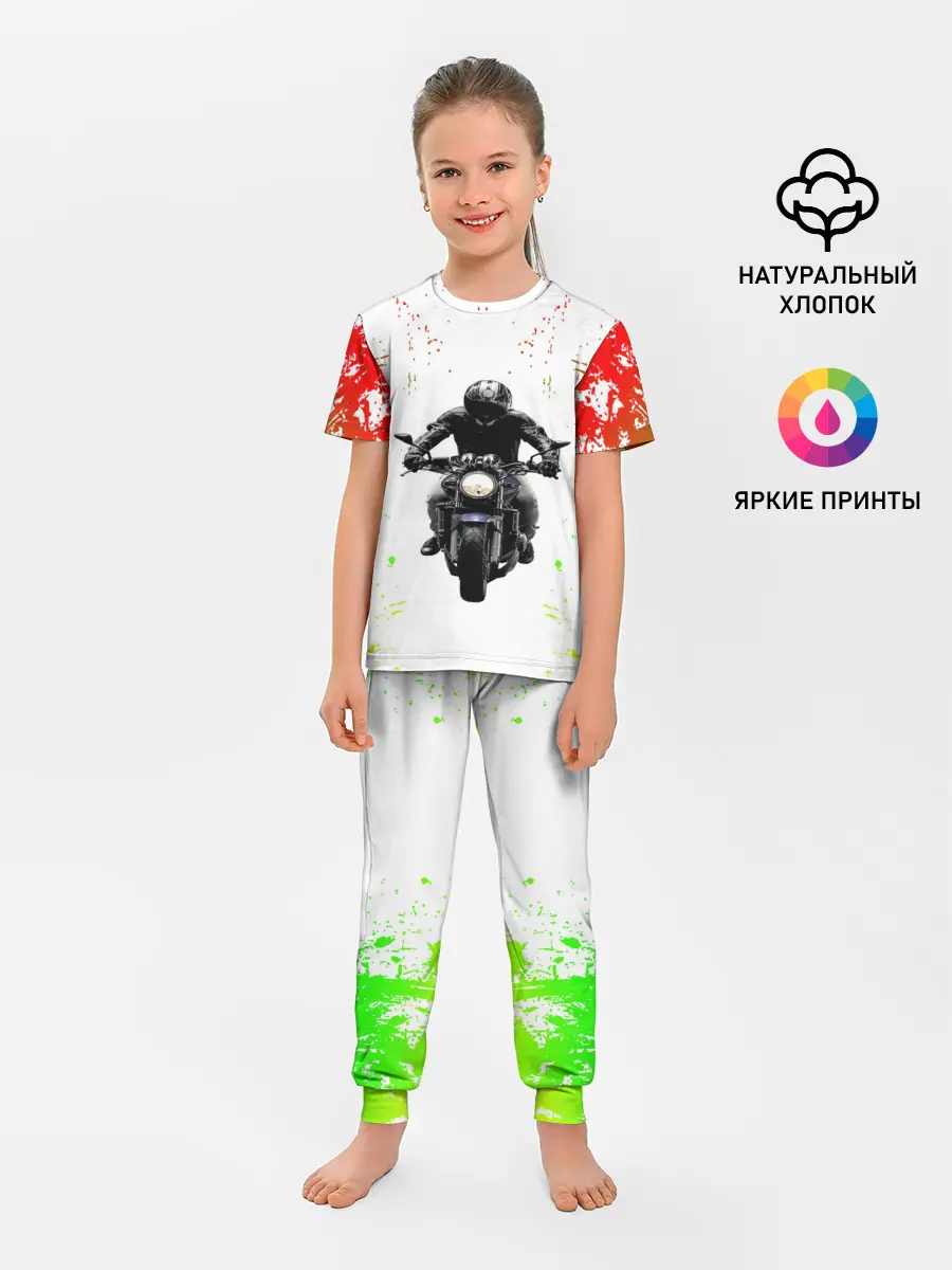 Детская пижама с брюками / МОТОЦИКЛЫ