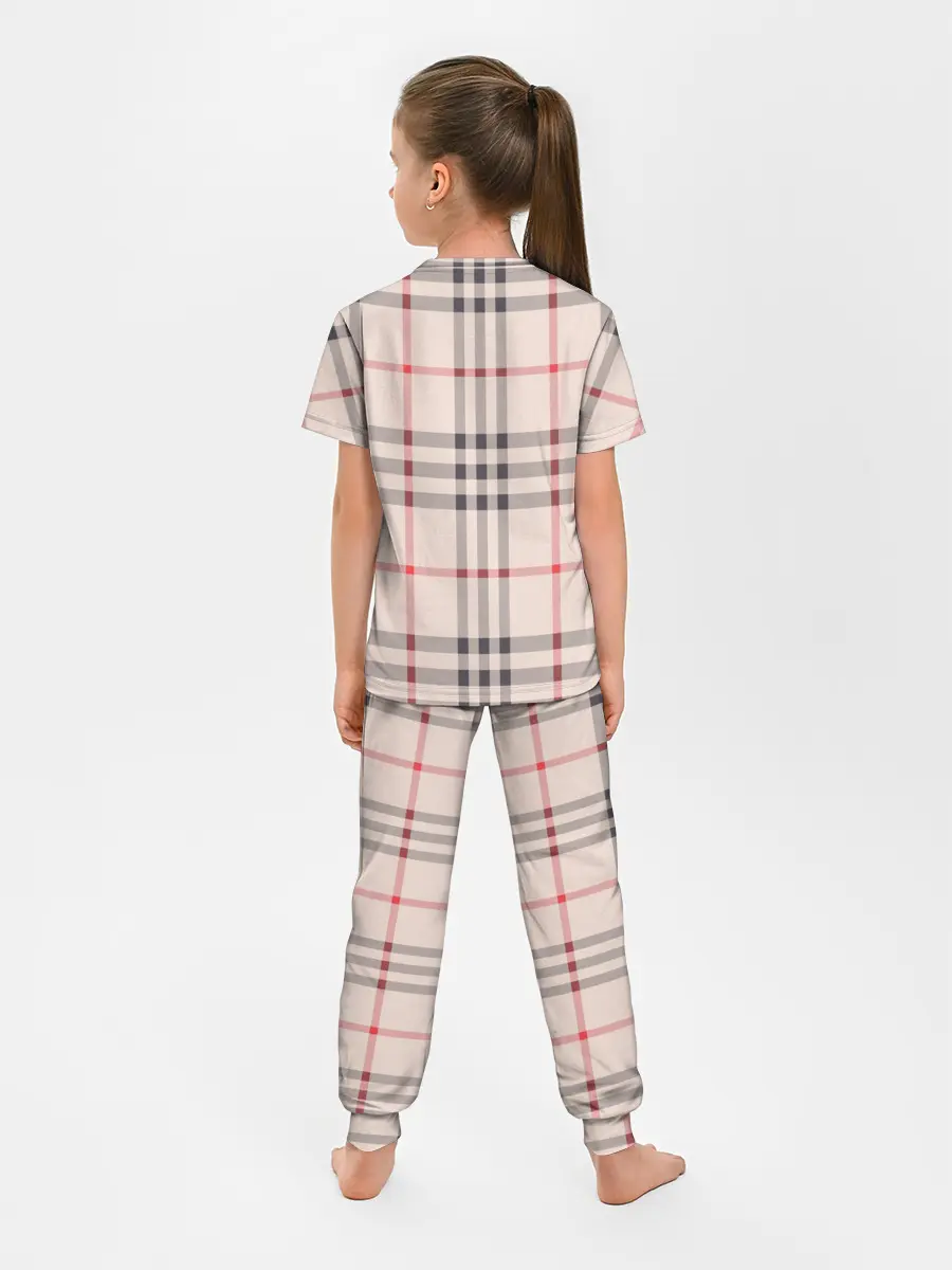 Детская пижама с брюками / Светлая клетка