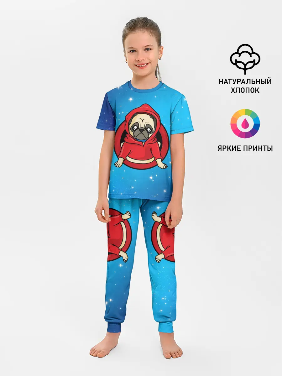 Детская пижама с брюками / Мопс в толстовке
