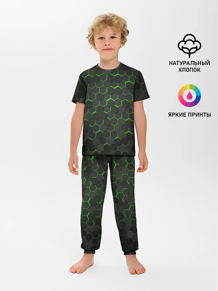 Детская пижама с брюками / OCTAGON зеленый