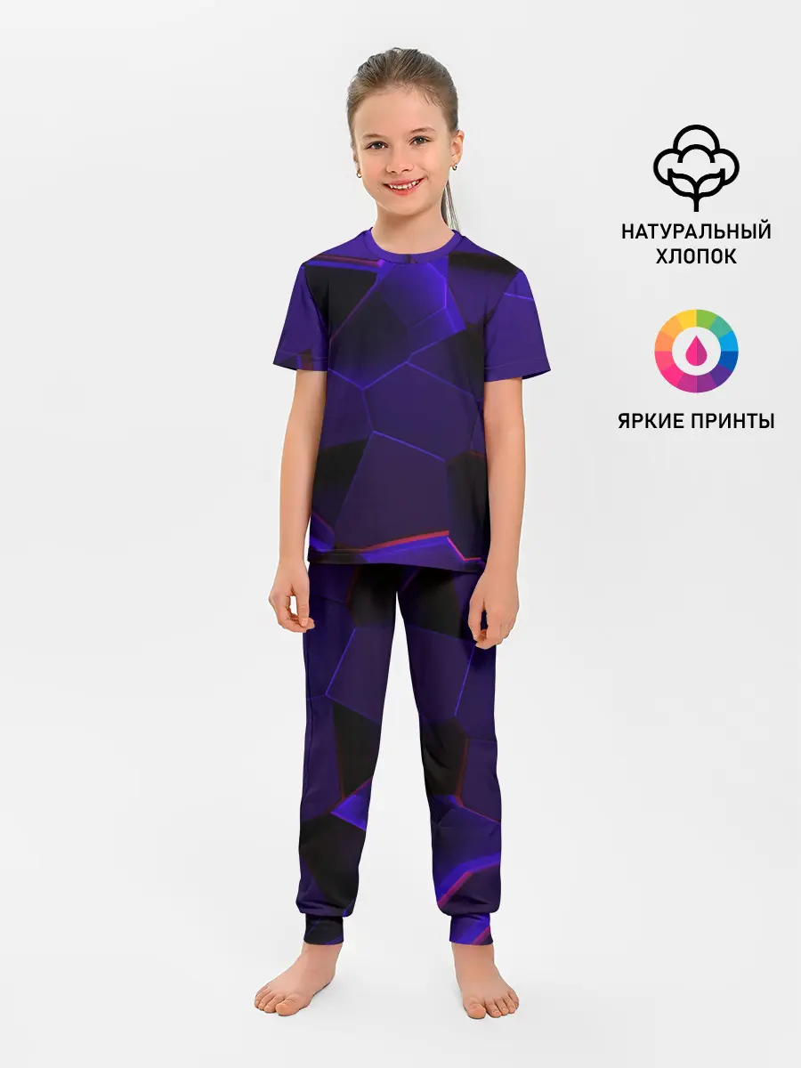 Детская пижама с брюками / СИНИЕ ПЛИТЫ 3D