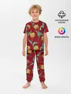 Детская пижама с брюками / Тюльпаны на красном фоне