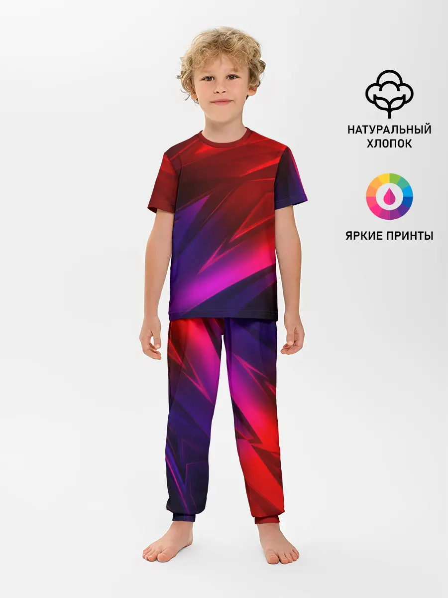 Детская пижама с брюками / NEON GEOMETRY STRIPES