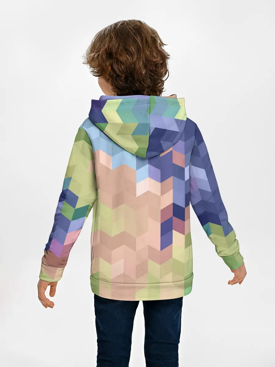 Детское худи / Абстрактный бежево-синий узор