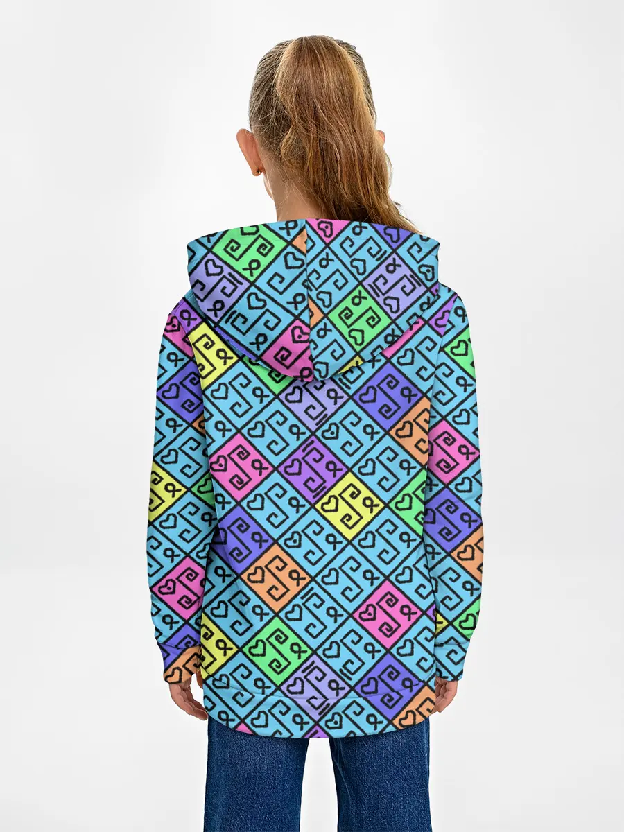 Детское худи / Неоновый яркий абстрактный узо